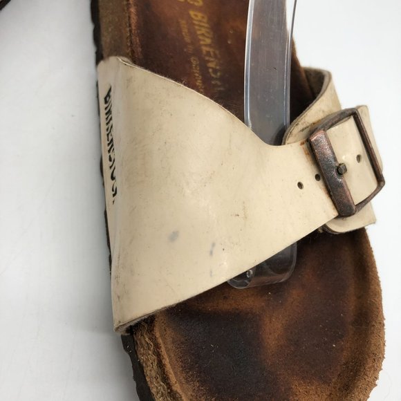 Birkenstock Madrid BirkoFlor Sandals Slides Shiny Ivory 40 Womens US 9 Narrow - Picture 5 of 11